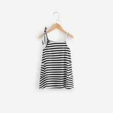 Shein Girls Striped Pocket Decoration Cami Dress