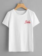 Shein Letter Embroidered T-shirt