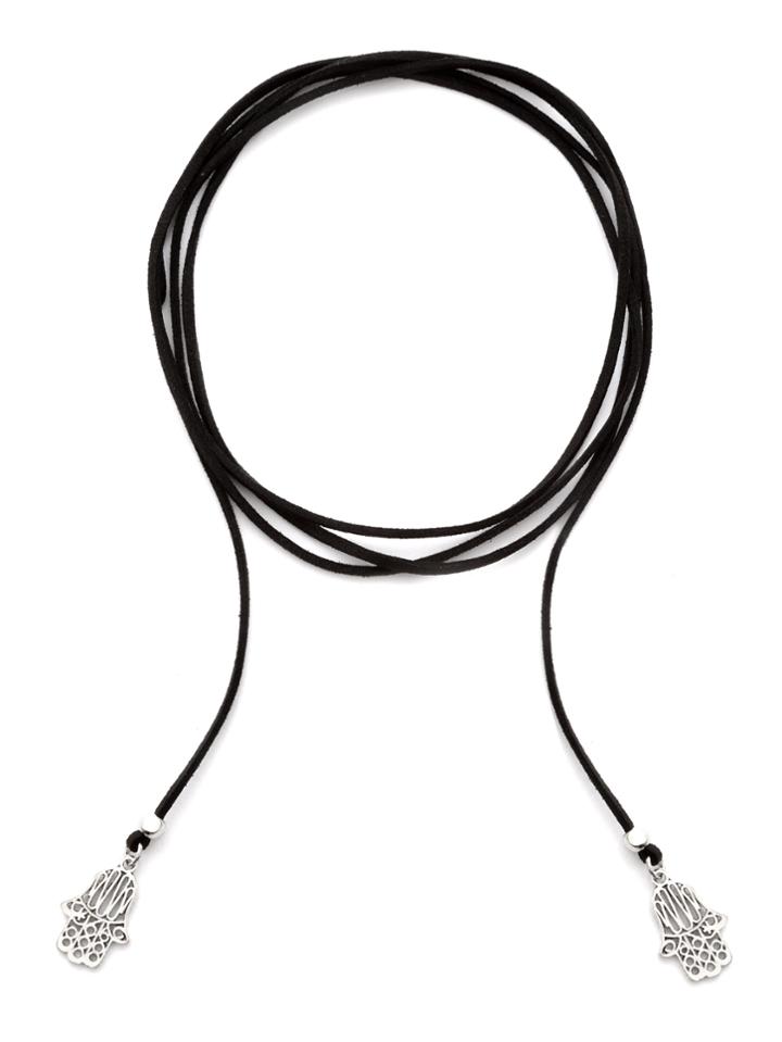 Shein Black Hamsa Hand Pendant Wrap Choker Necklace