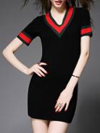 Shein Black V Neck T-shirt Dress