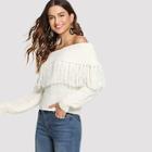 Shein Off-shoulder Tassel Detail Sweater