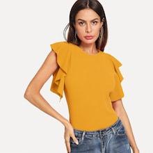 Shein Ruffle Armhole Solid Top