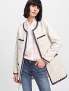 Shein Braided Patched Open Front Longline Coat