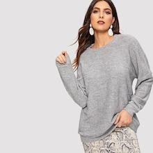 Shein Drop Shoulder Heathered Sweatshirt