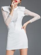 Shein White Sheer Contrast Lace Sheath Dress