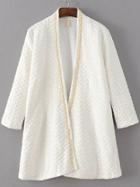 Shein White Chain Trim Open Front Coat