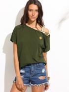Shein Army Green Short Sleeve Sequin T-shirt