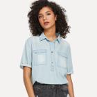 Shein Roll-up Bleach Wash Denim Top