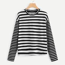 Shein Drop Shoulder Mixed Striped T-shirt