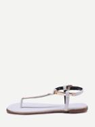 Shein White T-strap Block Sandals