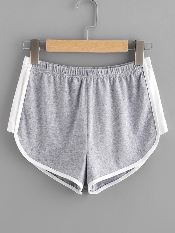 Shein Contrast Panel Side Dolphin Hem Shorts