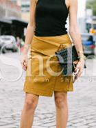 Shein Brown Asymmetric Pu Leather Skirt