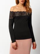 Shein Black Off The Shoulder Lace Blouse