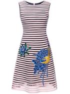 Shein Pink Striped Embroidered A-line Dress