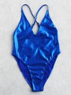 Shein Cross Back Satin Swimsuit