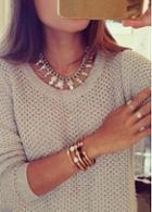 Rosewe Round Neck Long Sleeve Beige Sweater