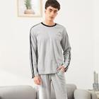 Shein Men Striped Tape Tee & Pants Pj Set