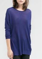 Rosewe Enchanting Long Sleeve Round Neck Woman Sweaters Blue