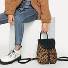 Shein Leopard Print Flap Pu Backpack