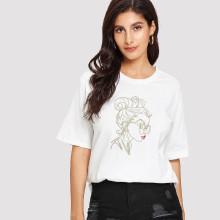 Shein Girl Embroidered Tee