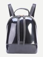 Shein Black Zip Closure Double Strap Pvc Backpack