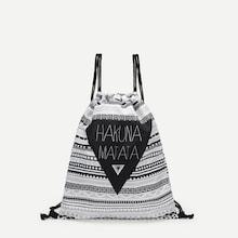 Shein Geometric And Letter Print Drawstring Backpack