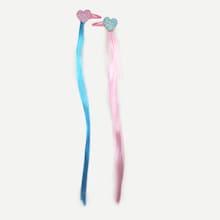 Shein Girls Heart Decorated Hair Clip 2pcs With Hair Extension