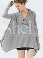 Shein Grey Long Sleeve Unique Loose T-shirt