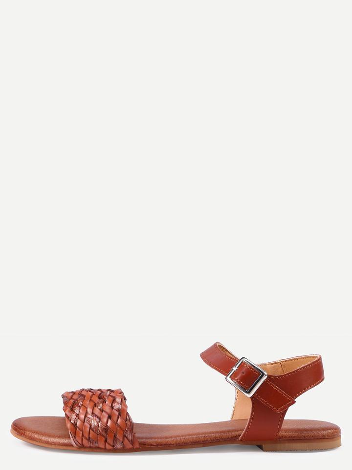 Shein Camel Buckle Strap Flat Sandals
