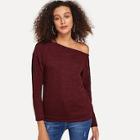 Shein Solid Oblique Shoulder Corduroy Sweatshirt