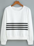 Shein Round Neck Striped Loose Sweatshirt