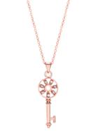 Shein Rose Gold Plated Gem Inlay Key Pendant Necklace