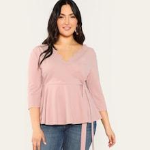 Shein Plus Scallop Trim Surplice Wrap Top