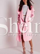 Shein Pink Long Sleeve Lapel Pockets Coat