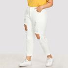 Shein Plus Ripped Button Jeans
