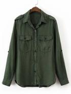 Shein Epaulet Shoulder Flap Pocket Blouse