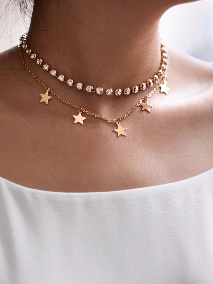 Shein Rhinestone & Star Design Chain Choker