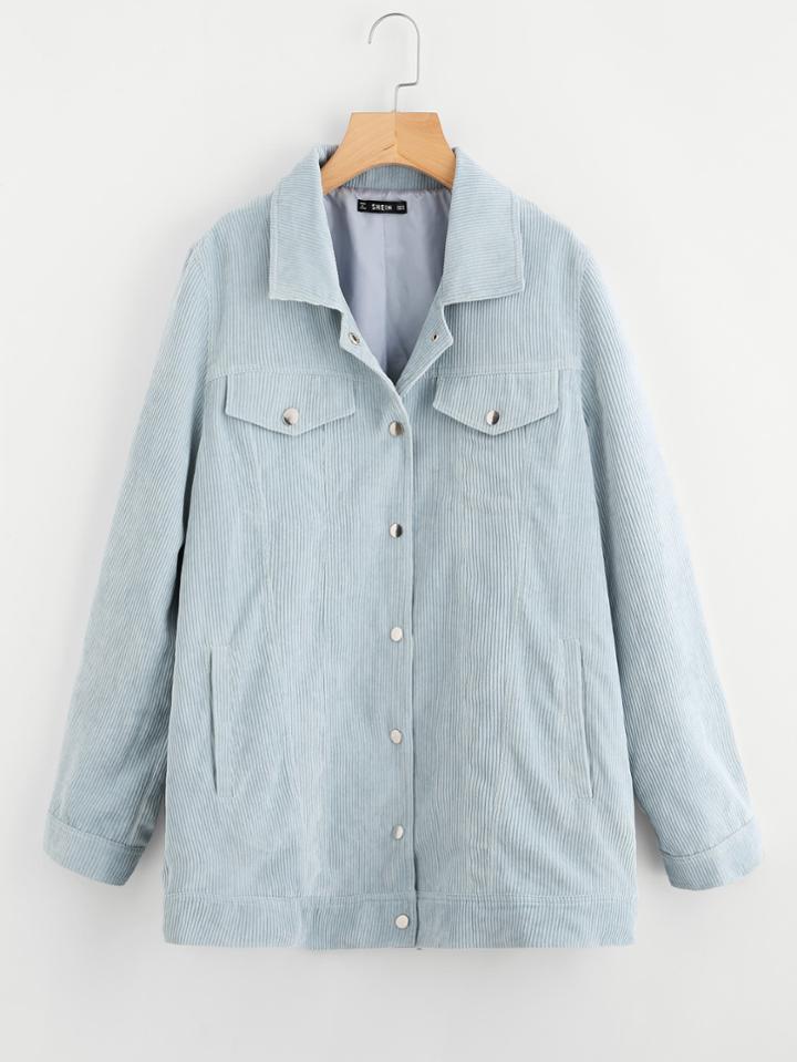 Shein Snap Button Front Cord Jacket