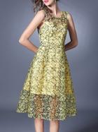 Shein Floral A-line Lace Dress