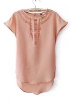 Rosewe Chic Round Neck Short Sleeve Hollowed T Shirt