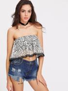 Shein Hollow Out Lace Overlay Bandeau Top