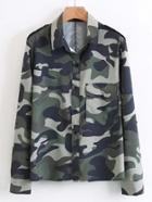 Shein Front Pocket Camo Blouse