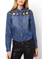 Rosewe Spring Autumn Essential Long Sleeve Blue Denim Blouse