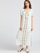 Shein White Tassel Tie Neck Embroidered Dress Set
