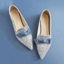 Shein Bow Embellished Glitter Flats
