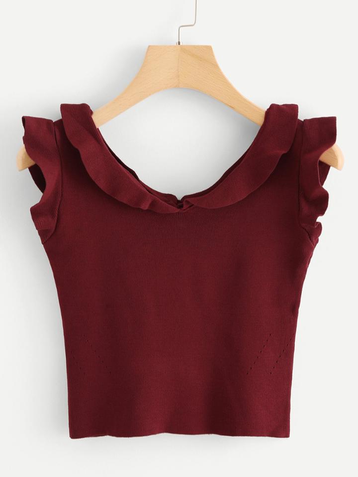 Shein Frill Trim Knit Crop Top
