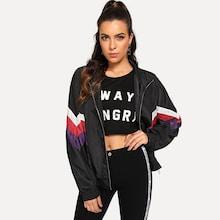 Shein Zip Up Color Block Windbreaker Jacket