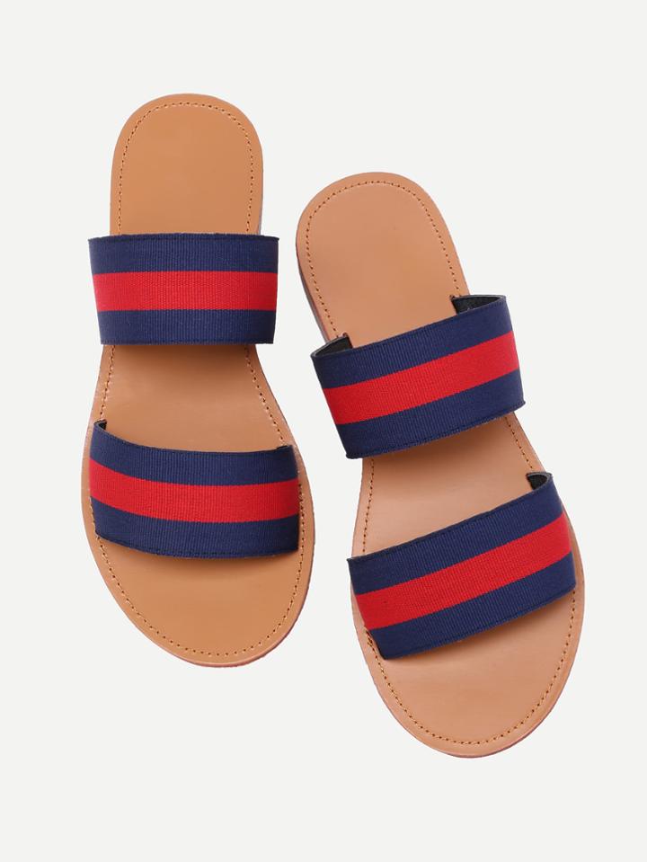 Shein Color Block Elastic Strappy Flat Sandals