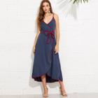 Shein Contrast Binding Wrap Cami Dress With Belt