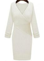 Rosewe New Arrival Long Sleeve White Dress With V Neck
